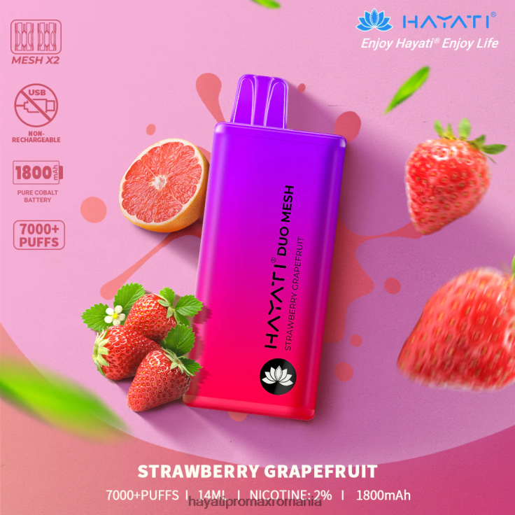 Hayati Duo Mesh de unică folosință grapefruit de căpșuni RNR0R191 - Hayati Flavour List
