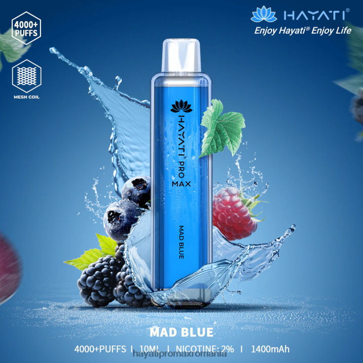 Hayati Pro Max de unică folosință albastru nebun RNR0R110 - Hayati Vape Flavours