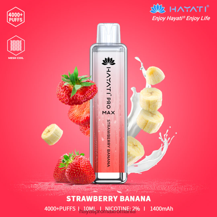 Hayati Pro Max de unică folosință banană căpșuni RNR0R139 - Hayati Vape Romania