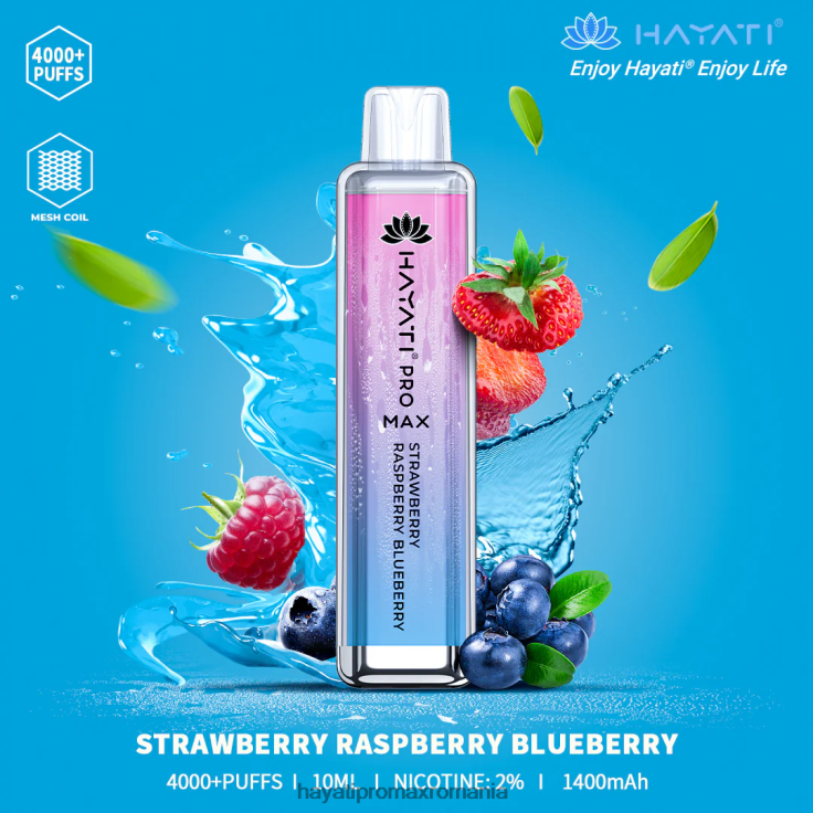 Hayati Pro Max de unică folosință capsuni zmeura afine RNR0R141 - Hayati Flavour List