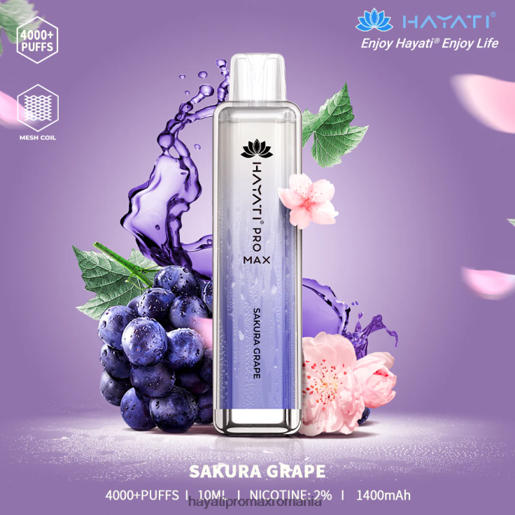 Hayati Pro Max de unică folosință struguri de sakura RNR0R119 - Hayati Vape Romania