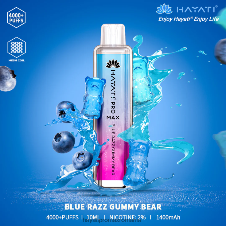 Hayati Pro Max de unică folosință ursuleț de gumă blue razz RNR0R129 - Hayati Vape Romania