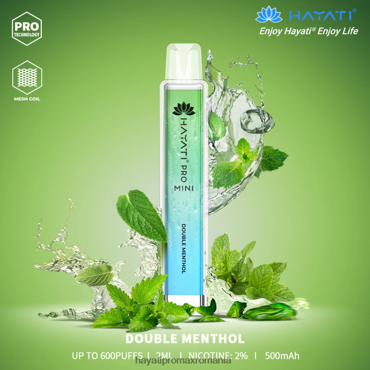 Hayati Pro Mini de unică folosință dublu mentol RNR0R8 - Hayati Bucharest