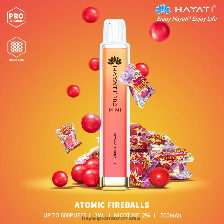 Hayati Pro Mini de unică folosință minge de foc atomic RNR0R1 - Hayati Flavour List