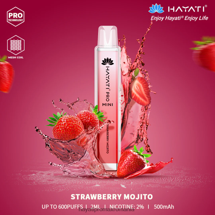 Hayati Pro Mini de unică folosință mojito cu căpșuni RNR0R21 - Hayati Flavour List