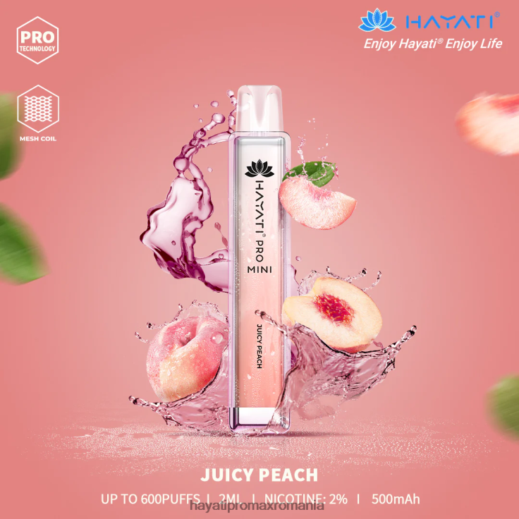 Hayati Pro Mini de unică folosință piersic suculent RNR0R12 - Hayati Flavour Vapes