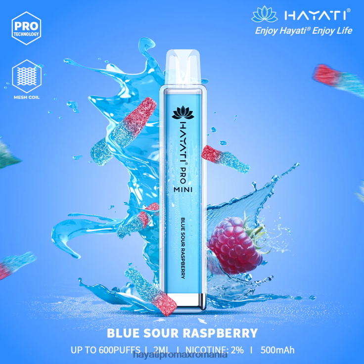 Hayati Pro Mini de unică folosință zmeură acrișoară albastră RNR0R4 - Hayati Vapes Wholesale