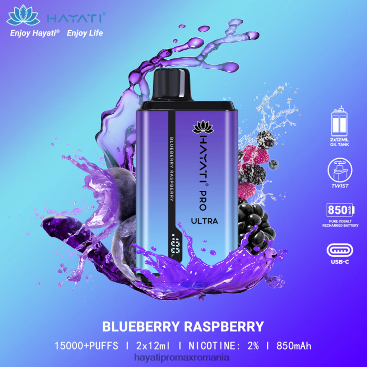 Hayati Pro Ultra 15000 pufuri de unică folosință afine zmeura RNR0R196 - Hayati Vape Price