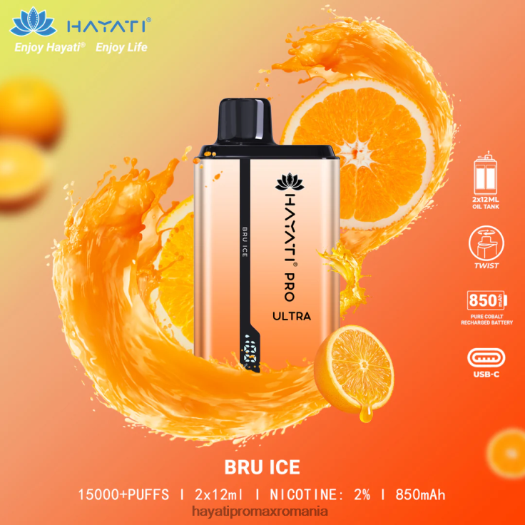 Hayati Pro Ultra 15000 pufuri de unică folosință bru ice RNR0R198 - Hayati Bucharest