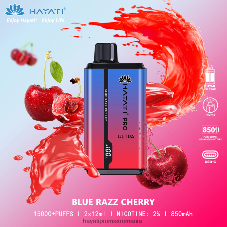 Hayati Pro Ultra 15000 pufuri de unică folosință cireș albastru razz RNR0R193 - Hayati Vape Company