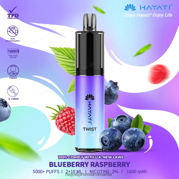 Hayati Twist de unică folosință afine zmeura RNR0R66 - Hayati Vape Price