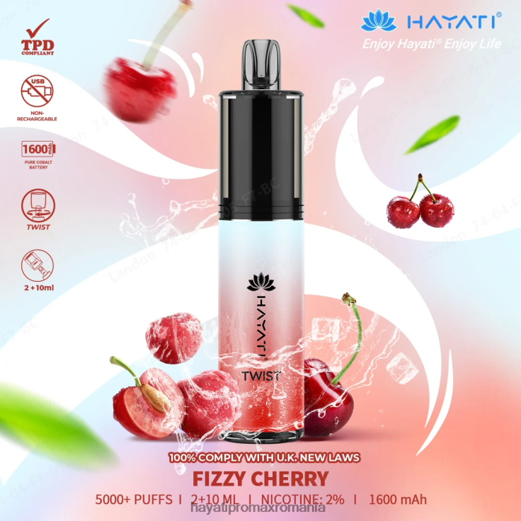 Hayati Twist de unică folosință cireș gazos RNR0R69 - Hayati Vape Romania