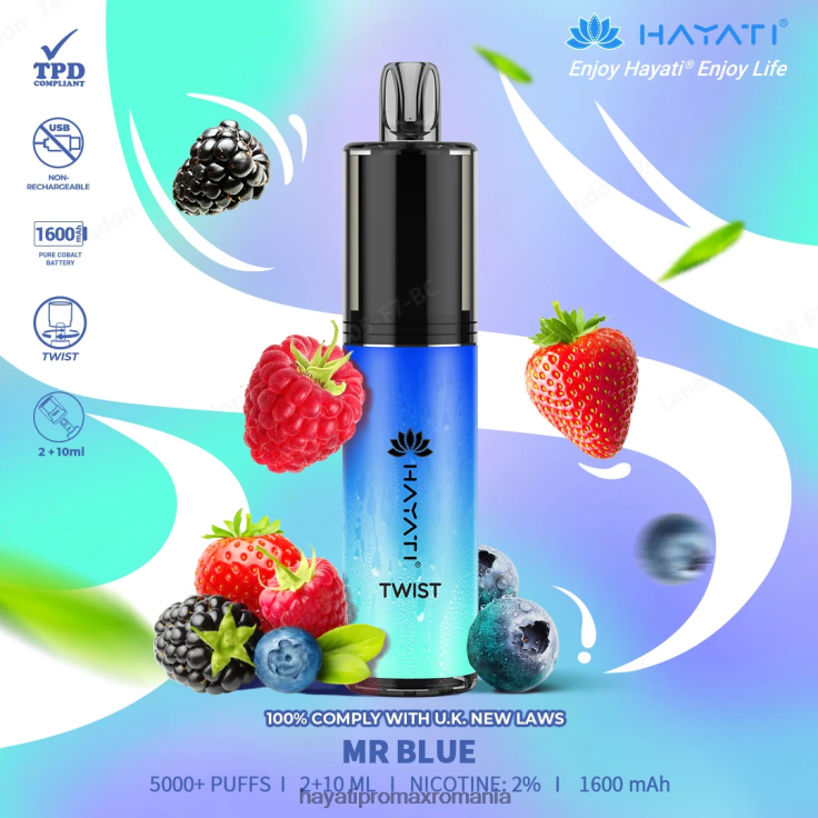 Hayati Twist de unică folosință domnule albastru RNR0R77 - Hayati Pro Max Romania