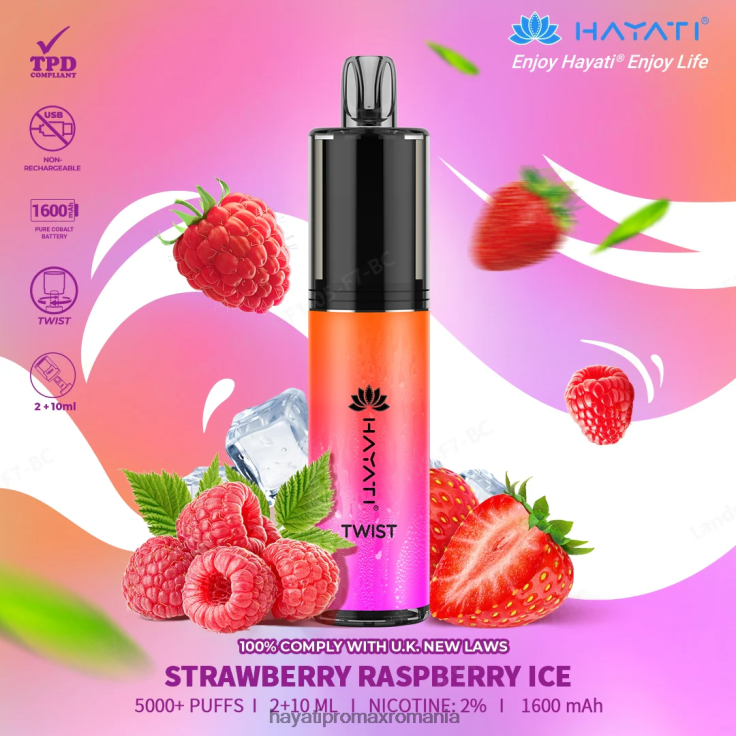 Hayati Twist de unică folosință gheață de căpșuni și zmeură RNR0R85 - Hayati Store Romania