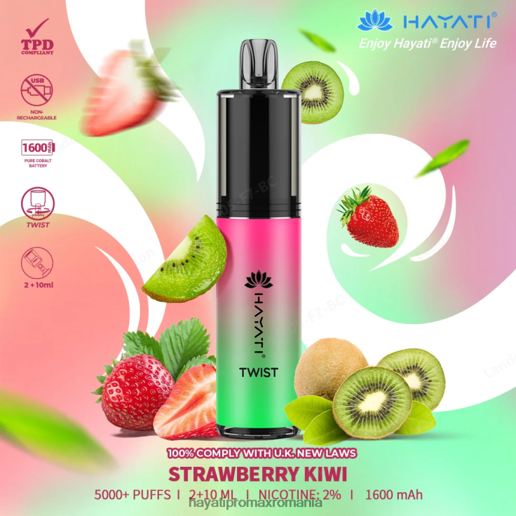 Hayati Twist de unică folosință kiwi de căpșuni RNR0R83 - Hayati Vape Company