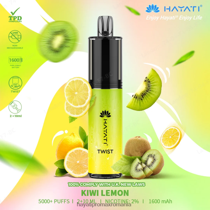Hayati Twist de unică folosință lămâie kiwi RNR0R73 - Hayati Vape Company
