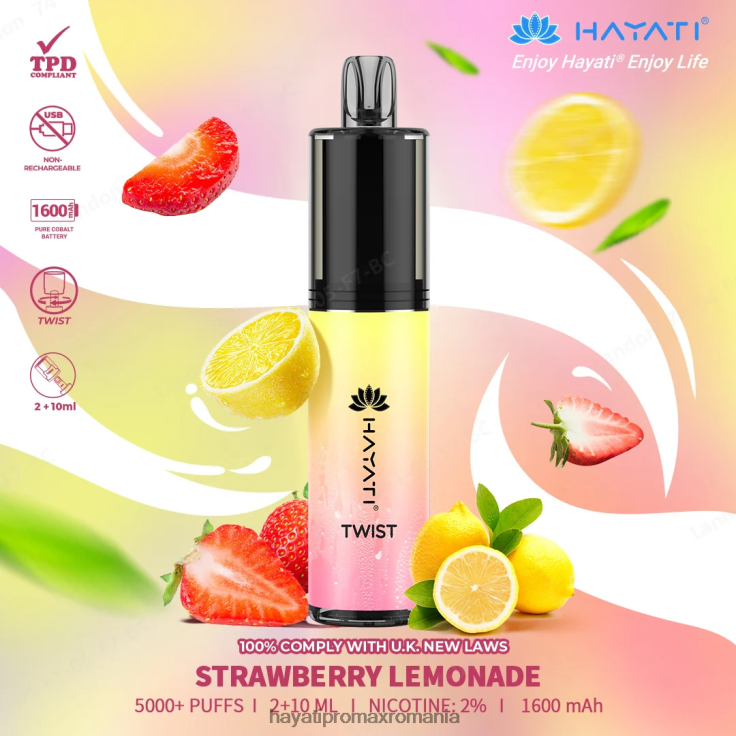 Hayati Twist de unică folosință limonada de capsuni RNR0R84 - Hayati Vapes Wholesale