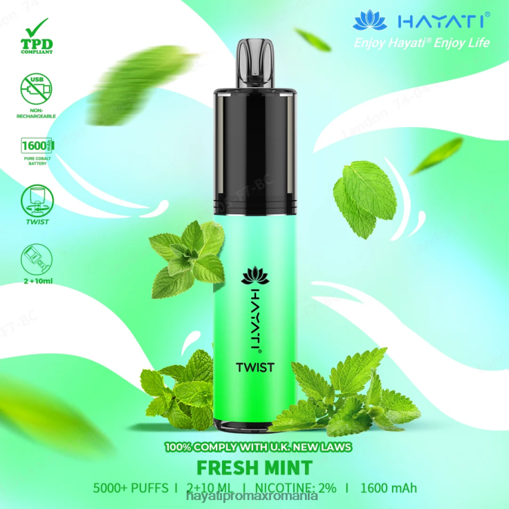 Hayati Twist de unică folosință menta proaspata RNR0R70 - Hayati Vape Flavours