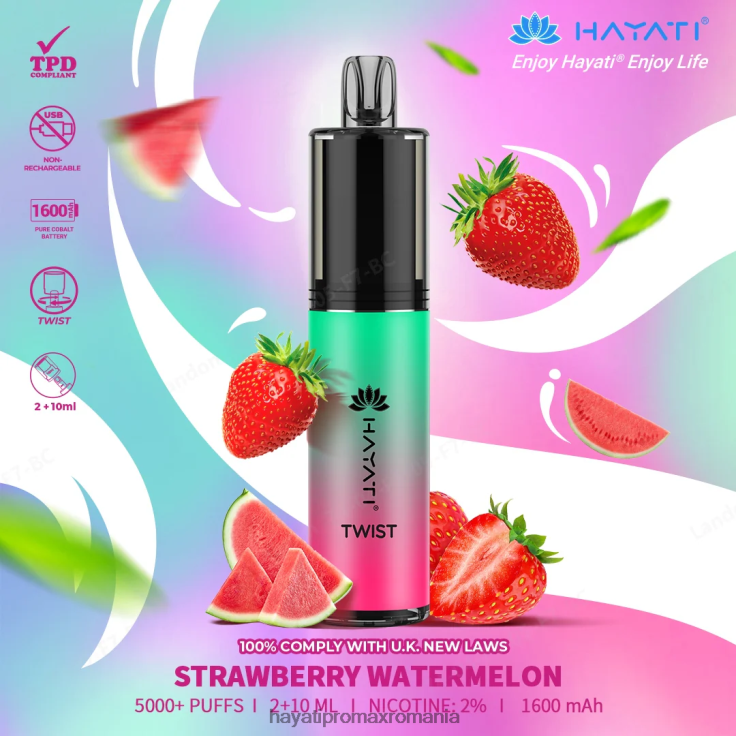 Hayati Twist de unică folosință pepene verde de căpșuni RNR0R86 - Hayati Vape Price