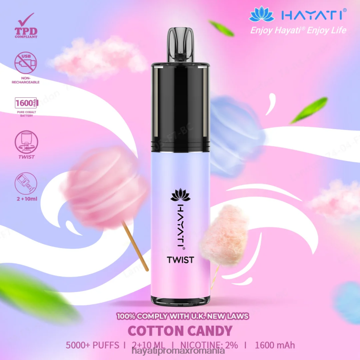 Hayati Twist de unică folosință vată de zahăr RNR0R67 - Hayati Pro Max Romania
