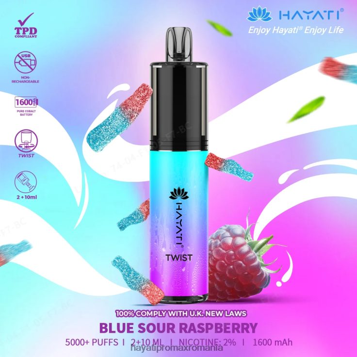 Hayati Twist de unică folosință zmeură acrișoară albastră RNR0R65 - Hayati Store Romania