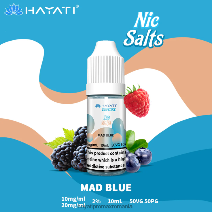 Hayati Pro Max săruri nic albastru nebun RNR0R243 - Hayati Vape Company