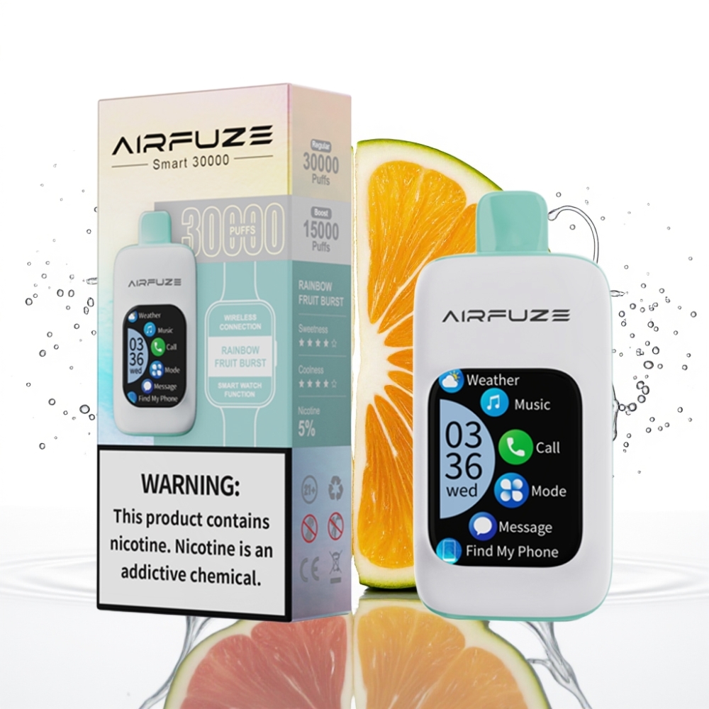 AirFuze Smart 30000 Puffs Disposable Pod Afișaj Tactil 2.01\" TFT Port Type-C Aromă Burst de Fructe Curcubeu