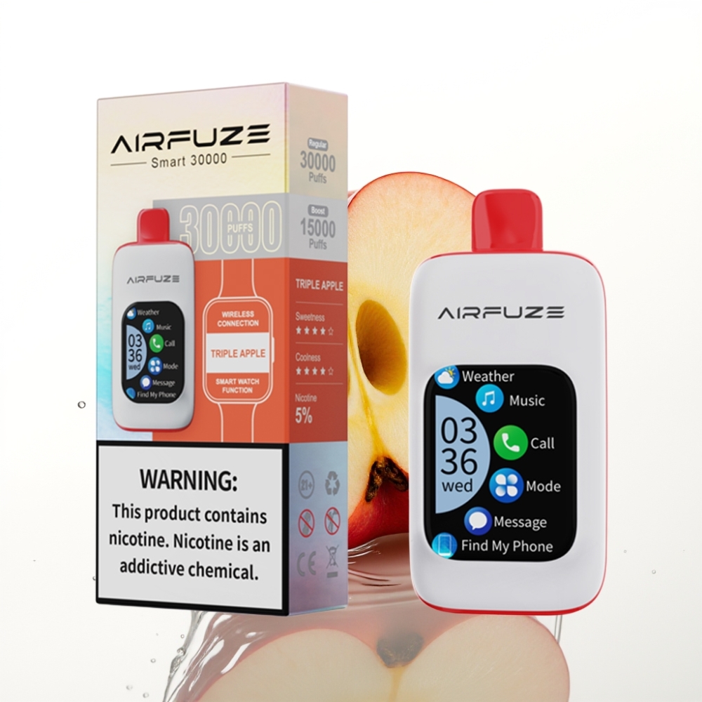 AirFuze Smart 30000 Puffs Disposable Pod cu Afișaj Tactil și Gust de Triple Măr