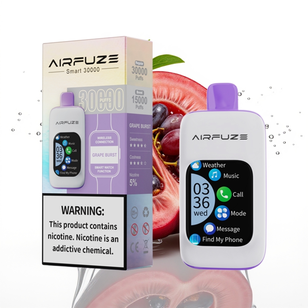 AirFuze Smart 30000 Pufuri Dispozabil cu Ecran Tactil și Gust Explozie de Struguri