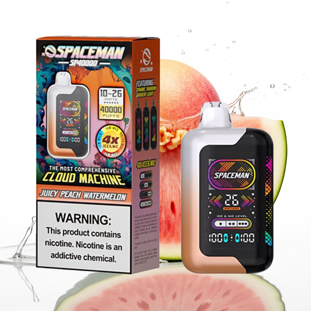Spaceman SP40000 Zero Nicotine 40000 Pufuri 20ml Fără Nicotină Piersică Pepene Zmeuros