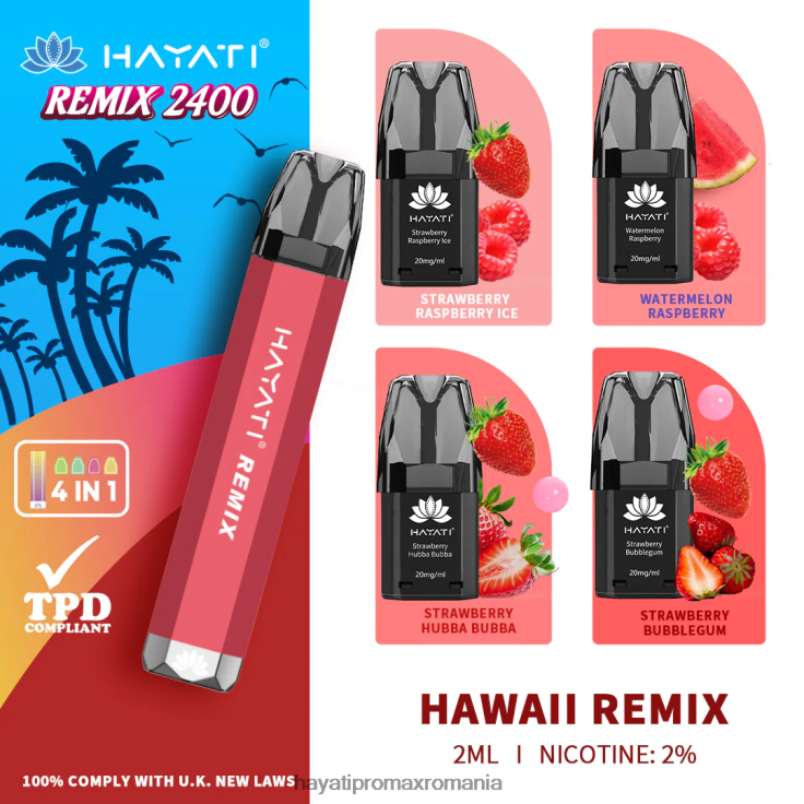 Hayati Remix sistem de păstăi preumplute 2400 puf hawaii remix RNR0R54 - Hayati Vapes Wholesale