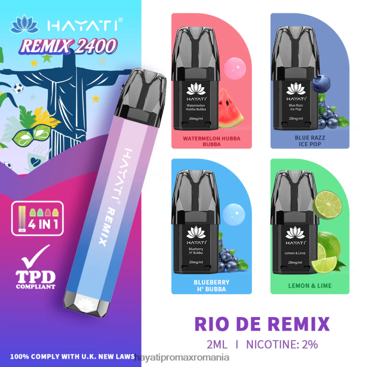 Hayati Remix sistem de păstăi preumplute 2400 puf rio de remix RNR0R57 - Hayati Pro Max Romania