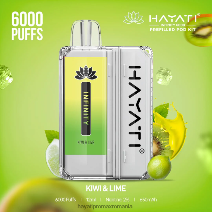 Hayati Infinity 6000 de truse de pod kiwi și lime RNR0R152 - Hayati Flavour Vapes