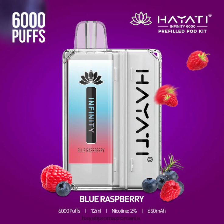 Hayati Infinity 6000 de truse de pod zmeura albastra RNR0R144 - Hayati Vapes Wholesale