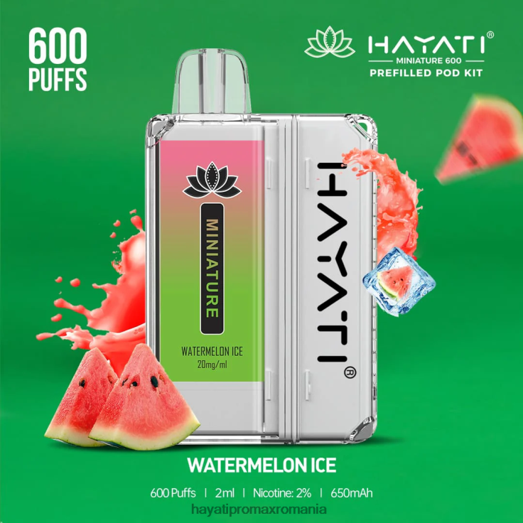 Hayati Miniature 600 de truse de pod gheata de pepene verde RNR0R50 - Hayati Vape Flavours