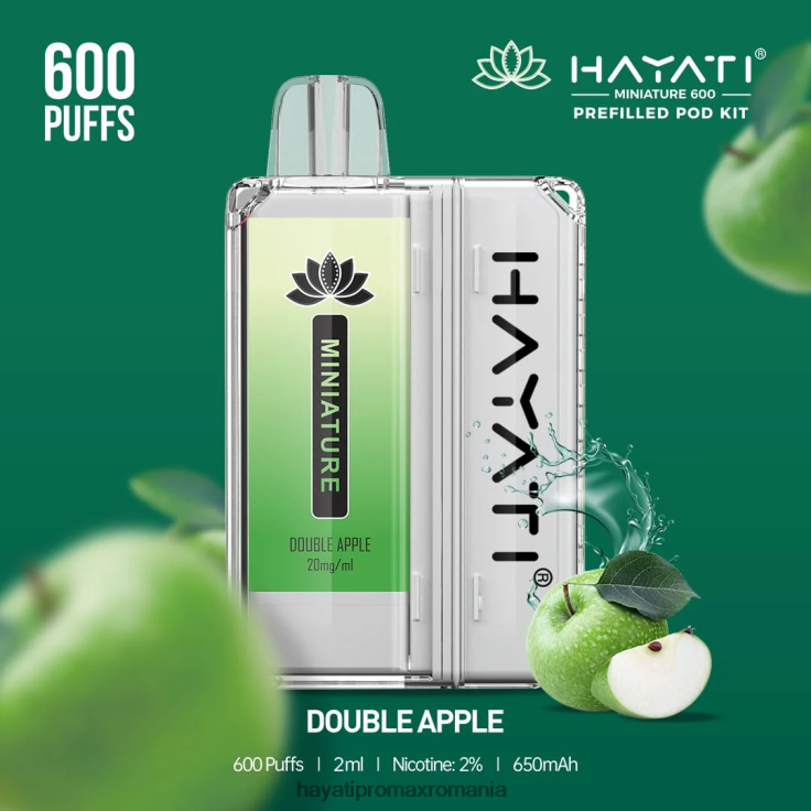 Hayati Miniature 600 de truse de pod măr dublu RNR0R32 - Hayati Flavour Vapes