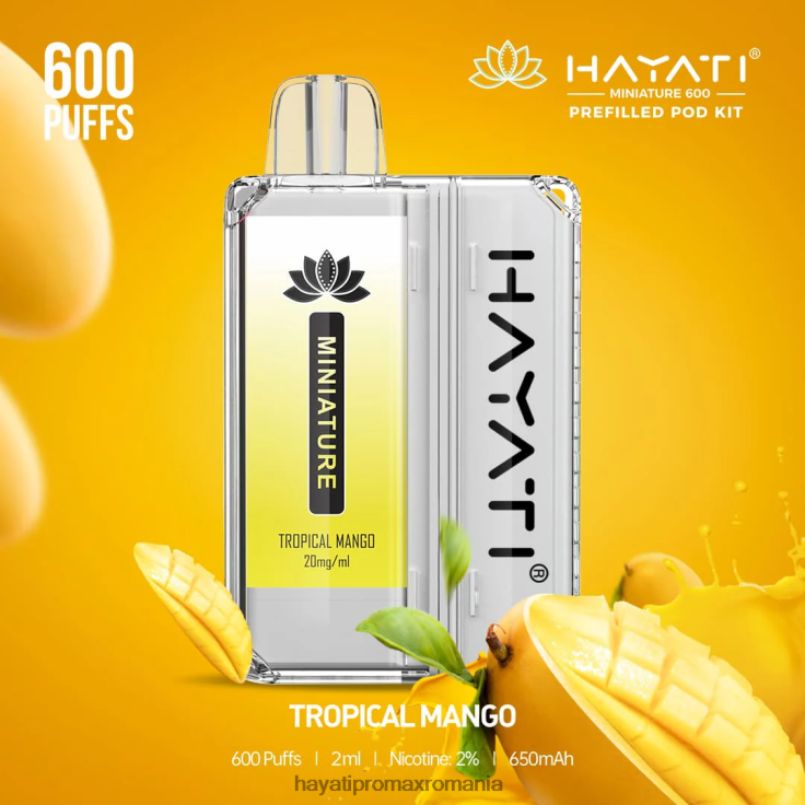 Hayati Miniature 600 de truse de pod mango tropical RNR0R49 - Hayati Vape Romania