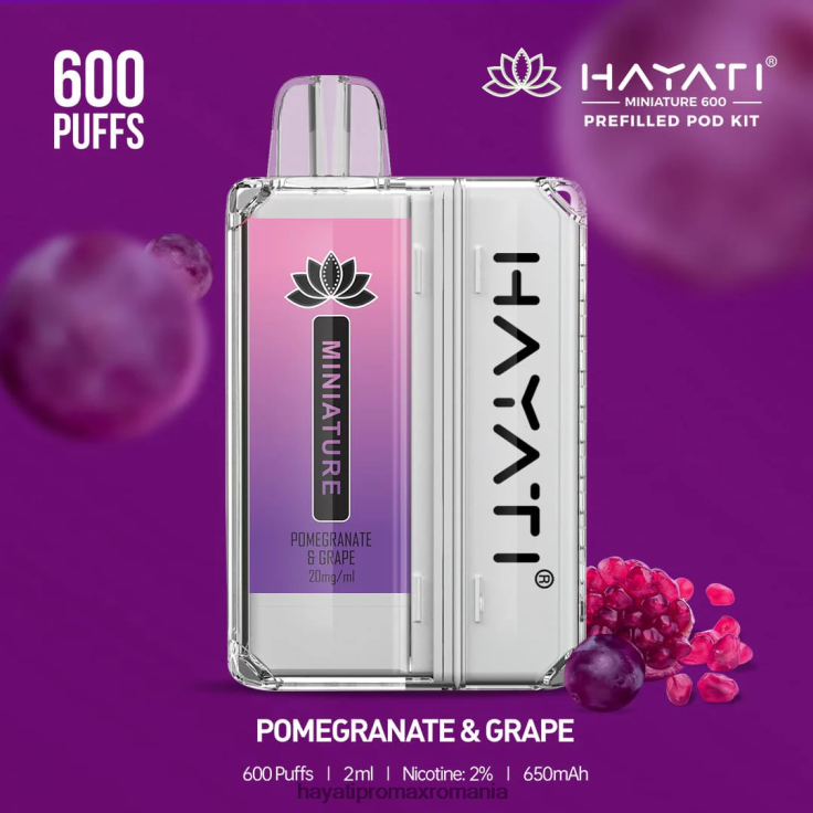 Hayati Miniature 600 de truse de pod rodie și struguri RNR0R42 - Hayati Flavour Vapes