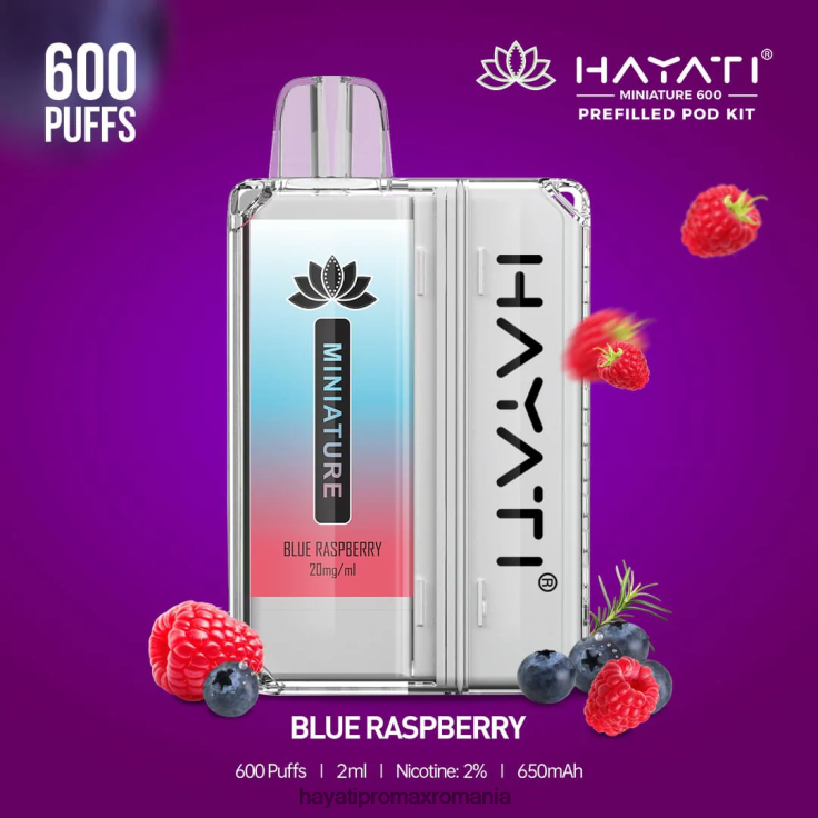 Hayati Miniature 600 de truse de pod zmeura albastra RNR0R30 - Hayati Vape Flavours