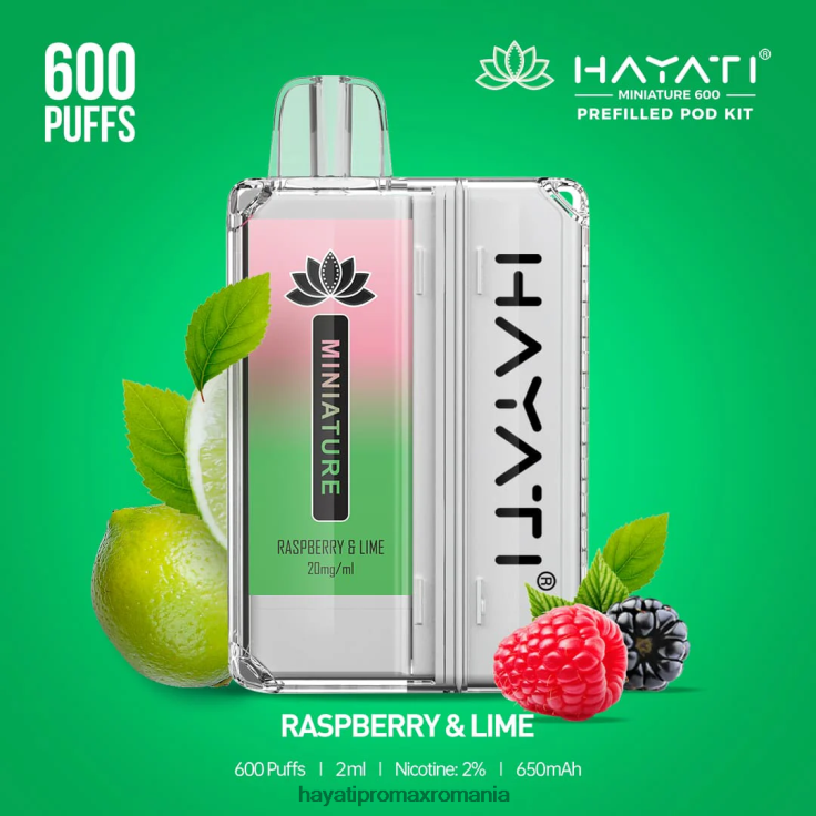 Hayati Miniature 600 de truse de pod zmeura & lime RNR0R43 - Hayati Vape Company